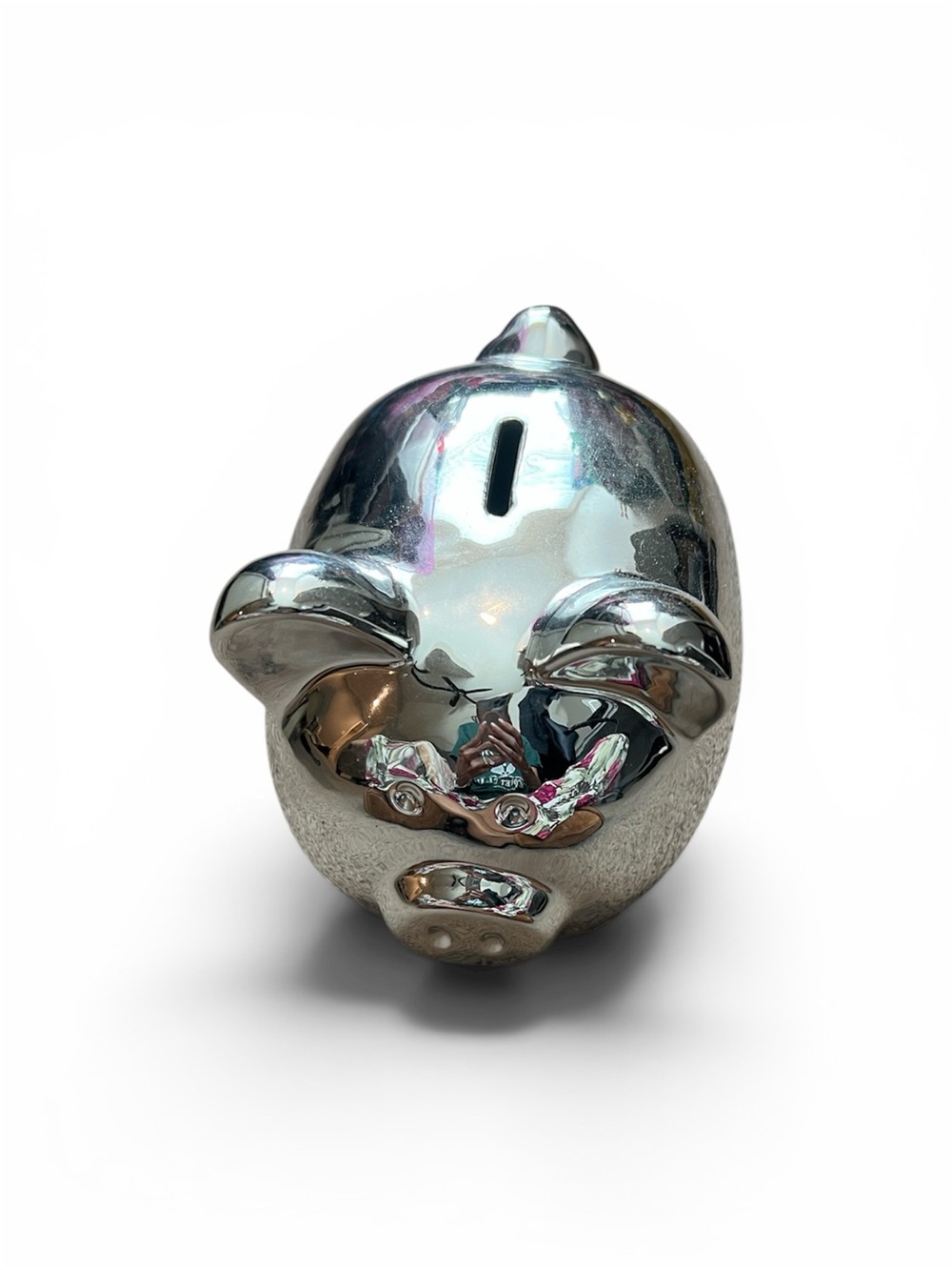 Two's Company Silver Metallic Piggy Bank